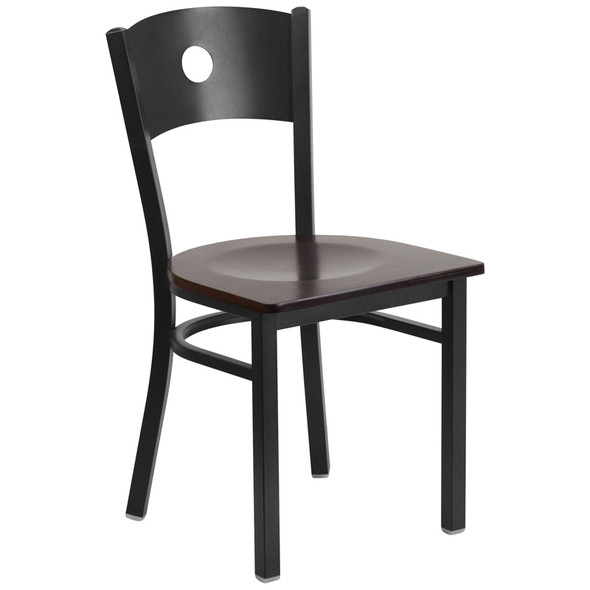 Flash Furniture Circle Back Metal Restaurant Chair with Walnut Wood Seat - XU-DG-60119-CIR-WALW-GG