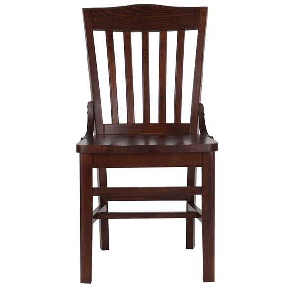 Flash Furniture School House Chair with Walnut Finish and Walnut Seat - XU-DG-W0006-WAL-GG