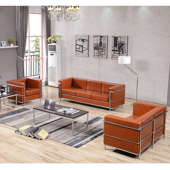 Flash Furniture HERCULES Regal Series Reception Set in Cognac - ZB-REGAL-810-SET-COG-GG