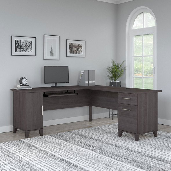 Bush Furniture Somerset 72W L-Shaped Desk with Storage Storm Gray - WC81510K