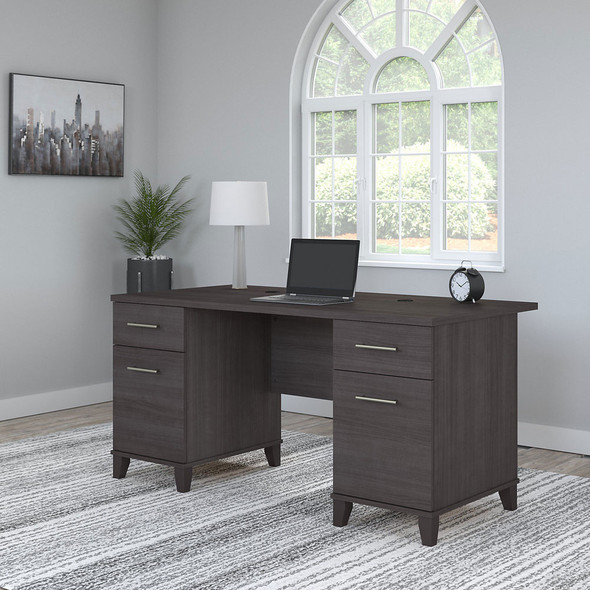 Bush Furniture Somerset 60W Office Desk with Drawers in Storm Gray - WC81528K