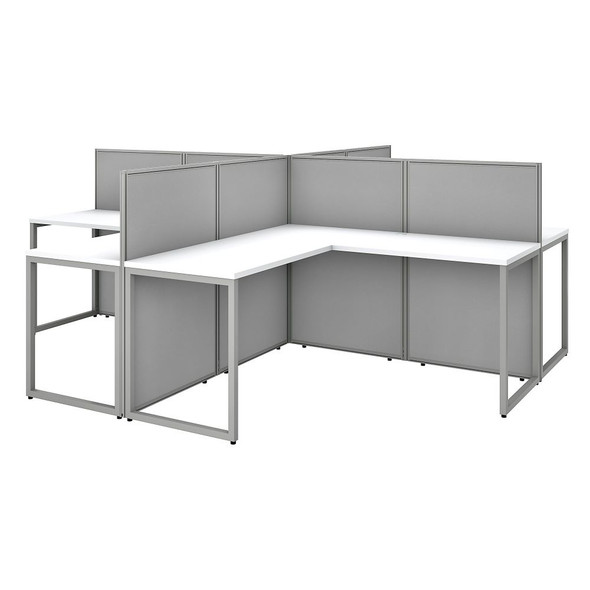 Bush Business Furniture Easy Office 60"W 4 Person L Shaped Desk Workstation with 45"H Panels - EOD760WH-03K