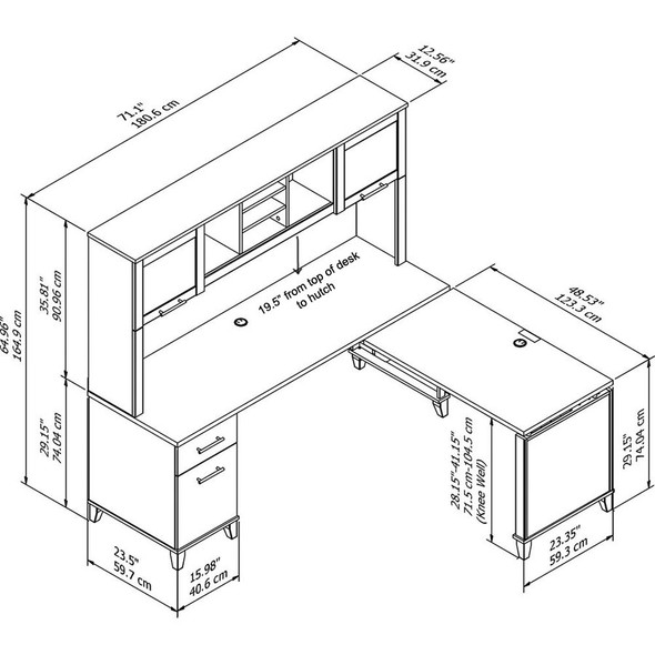 Bush Furniture Somerset 72"W Sit-to-Stand 3-Position L-Shaped Desk with Hutch Ash Gray - SET015AG