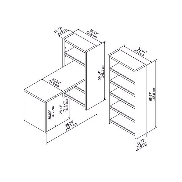 Bush Echo Bookcase Desk with Storage - ECH020GS