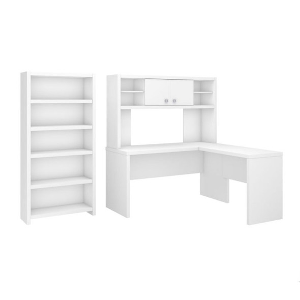 Bush Echo L-Shaped Desk with Hutch and Bookcase -  ECH033PW