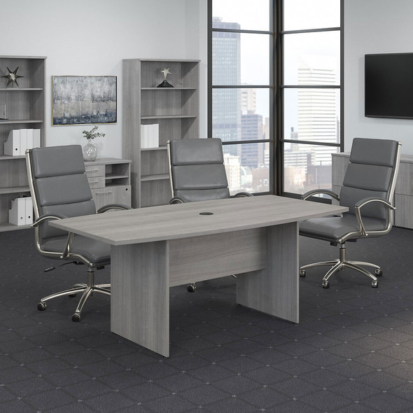 Bush Business Furniture 72W x 36D Boat Top Conference Table w Wood Base Platinum Gray - 99TB7236PG