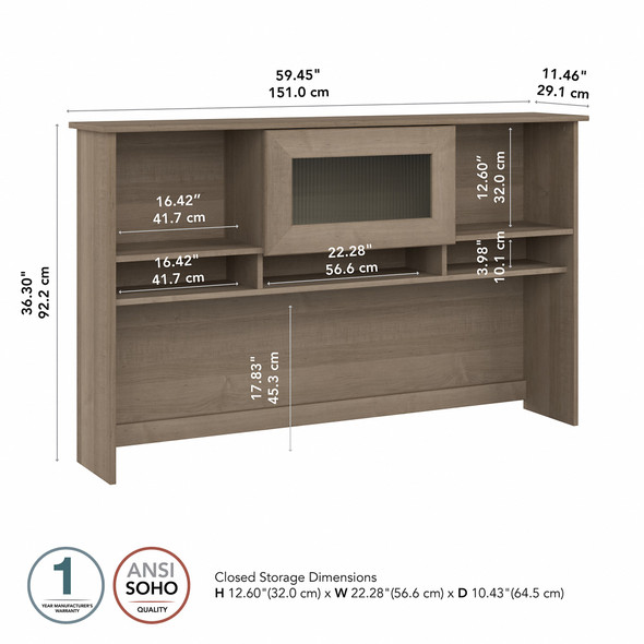 Bush Cabot Collection Hutch 60" Ash Gray - WC31231