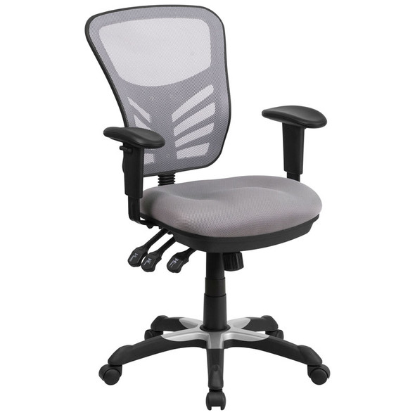 Flash Furniture Mid-Back Gray Mesh Multifunction Executive Swivel Ergonomic Office Chair - HL-0001-GY-GG