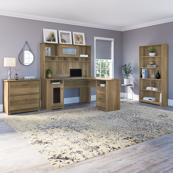 Bush Cabot Collection 60W L Shaped Computer Desk Reclaimed