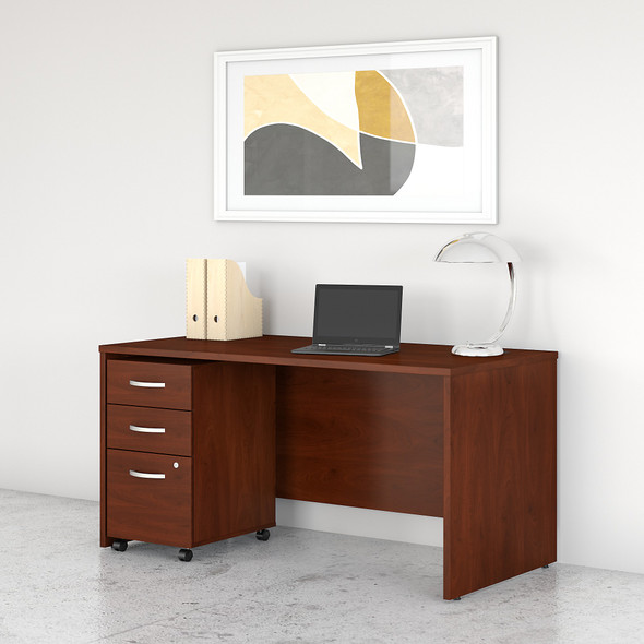 Bush Business Furniture Studio C 60W x 30D Office Desk with Mobile File Cabinet Hansen Cherry - STC014HCSU