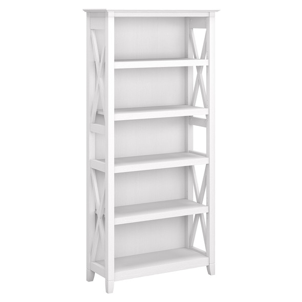 Bush Key West Tall 5 Shelf Bookcase Pure White Oak - KWB132WT-03