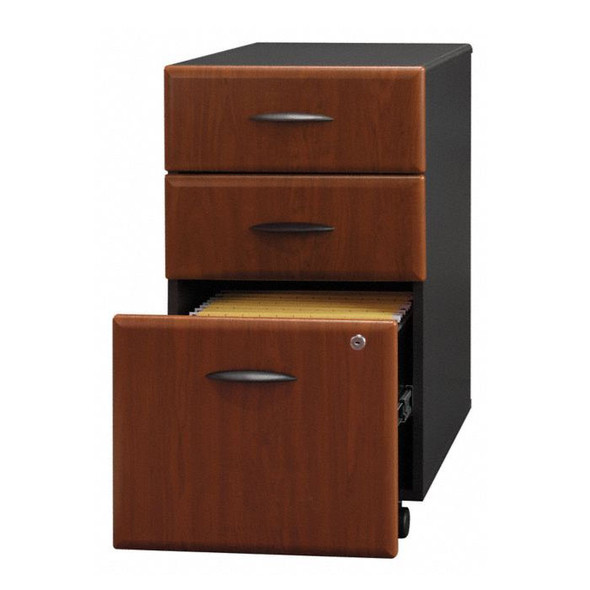 Bush Business Furniture Series A Corner Desk 48" with 3-Drawer File Hansen Cherry - SRA035HCSU