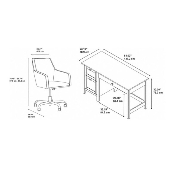 Bush Broadview 54W Computer Desk and Chair Desk White - BD021WH