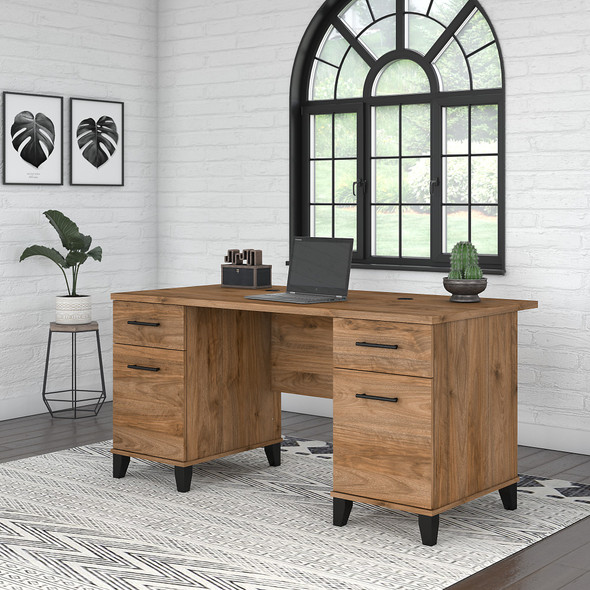 Bush Furniture Somerset 60W Office Desk with Drawers Fresh Walnut - WC81328K