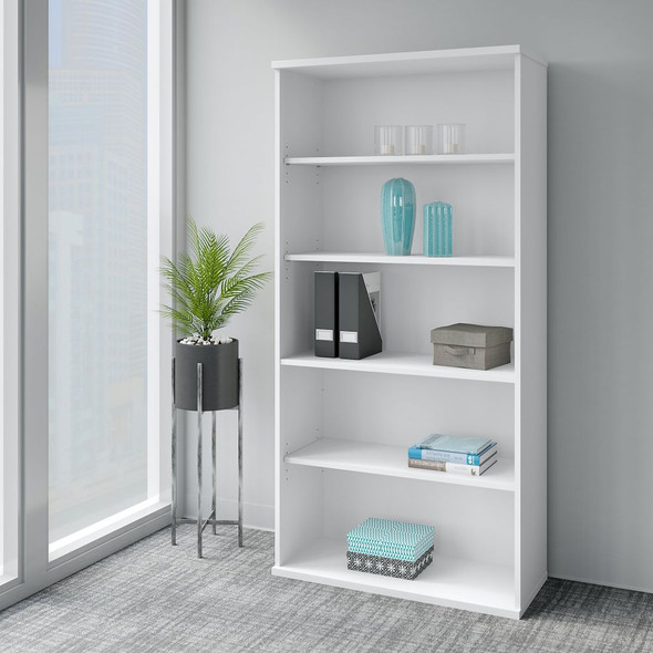 Bush Business Furniture  Easy Office 36W 5 Shelf Bookcase White - EO105WH