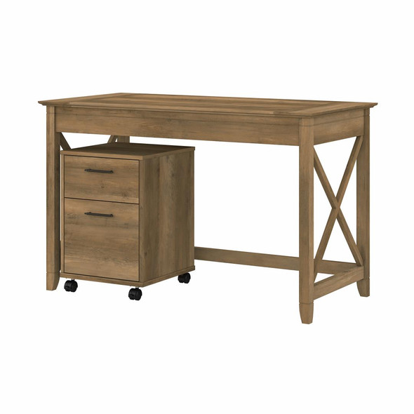 Bush Key West 48W Writing Desk with 2 Drawer Mobile Filing Cabinet Reclaimed Pine - KWS001RCP