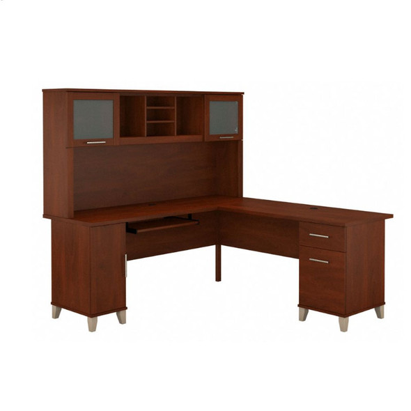 Bush Furniture Somerset 72W L Shaped Desk with Hutch in Hansen Cherry - SET001HC