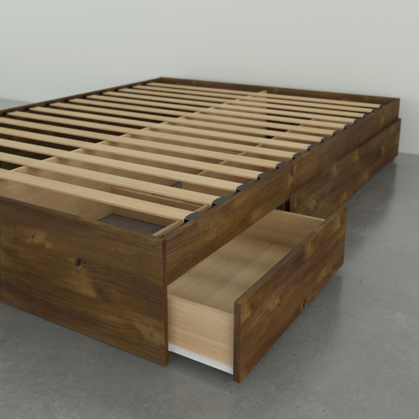 Nexera Queen Size Storage Platform Bed, 3-Drawer, Truffle - 376012 