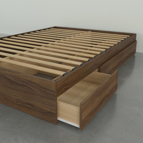 Nexera Full Size Storage Platform Bed, 3-Drawer, Walnut - 375431 
