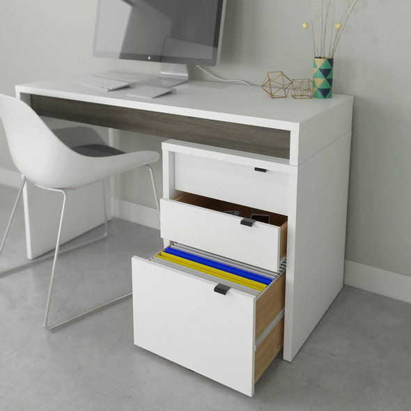 Nexera Chrono Reversible Desk Panel, Bark Grey & White - 211348