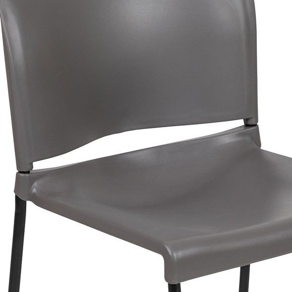 Flash Furniture Full Back Contoured Stack Chair with Sled Base Gray - RUT-238A-GY-GG