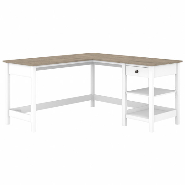 Bush Furniture Mayfield 60W L Shaped Computer Desk with Storage Shiplap Gray - MAD260GW2-03