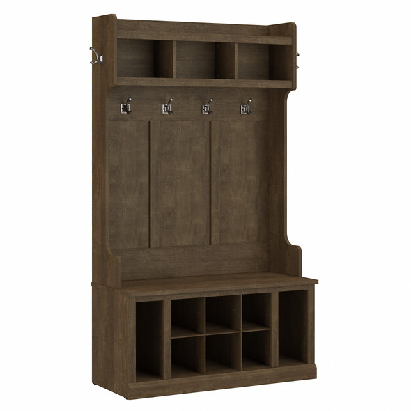 Kathy Ireland Bush Furniture Woodland 40W Hall Tree and Shoe Storage Bench Ash Brown - WDL002ABR