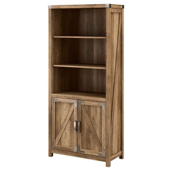 Kathy Ireland® Home by Bush Furniture Cottage Grove Tall 5 Shelf Bookcase with Doors in Reclaimed Pine - CGB132RCP-03