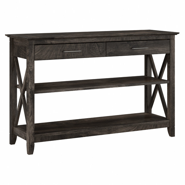Bush Furniture Key West Console Table with Drawers and Shelves in Dark Gray Hickory - KWT248GH-03