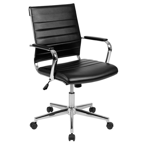 Flash Furniture Mid-Back Armless Black LeatherSoft