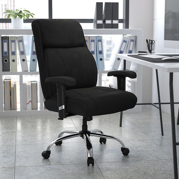Flash Furniture HERCULES Series Big & Tall 400 lb. Rated Black Fabric Ergonomic Task Office Chair - GO-2031F-GG