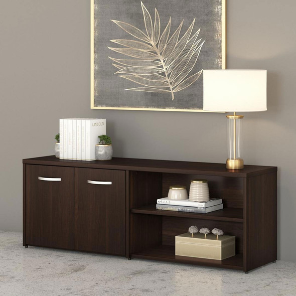 Bush Furniture Low Wall Storage Cabinet Black Walnut - SCS160BW