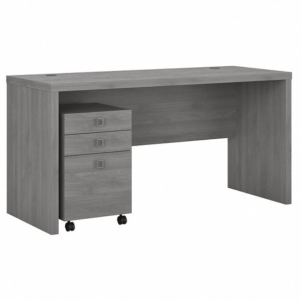 Bush Business Furniture Kathy Ireland Echo 60W Credenza/Desk with 3 Drawer Mobile Pedestal Modern Gray - ECH003MG