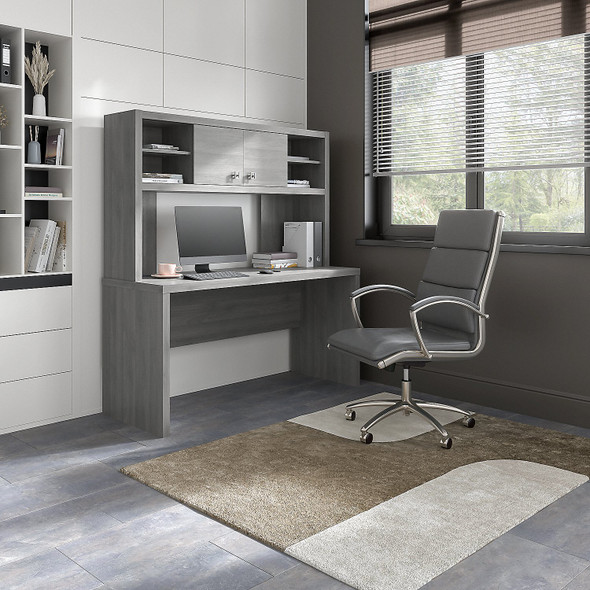 Bush Business Furniture Echo by Kathy Ireland 60W Credenza/Desk with Hutch Modern Gray - ECH030MG