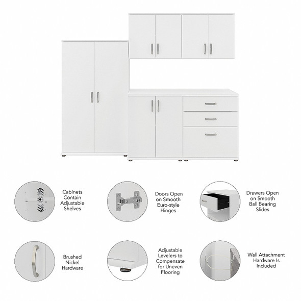 Bush Business Furniture Echo by Kathy Ireland  Modular 92W Storage Cabinet System w Wall Mount Cabinets  White - LNS003WH