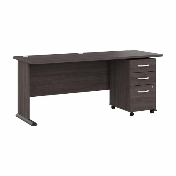 Bush Furniture 72W Computer Desk with 3 Drawer Mobile File Cabinet Storm Gray - STA004SGSU
