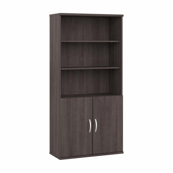 Bush Furniture Tall 5 Shelf Bookcase with Doors - STA010SG