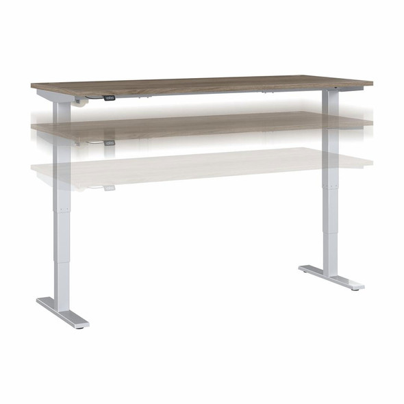 Move 40 Series by Bush Business Furniture 72W x 30D Height Adjustable Standing Desk Modern Hickory / Silver - M4S7230MHSK