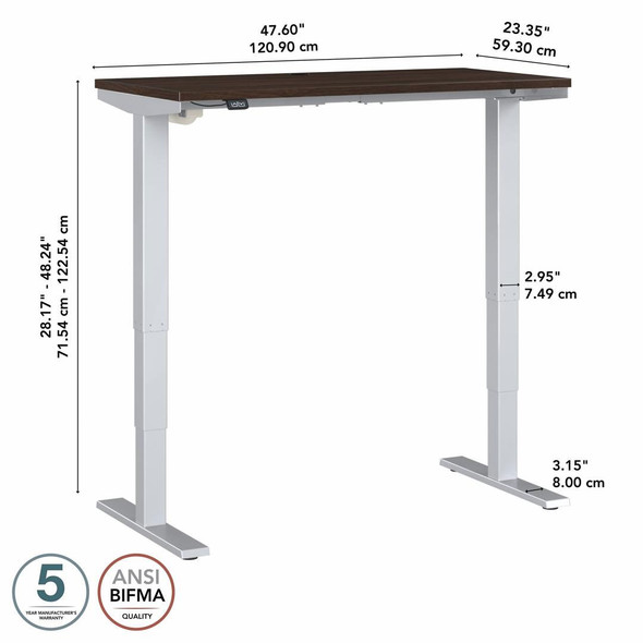 Move 40 Series by Bush Business Furniture 48W x 24D Height Adjustable Standing Desk Black Walnut - M4S4824BWSK