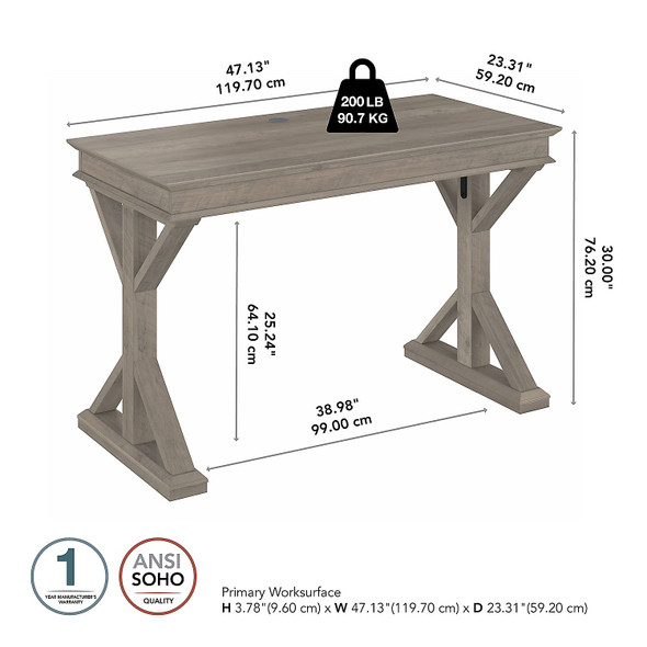 Bush Furniture Homestead 48"W Writing Desk Driftwood Gray - HOD148DG-03