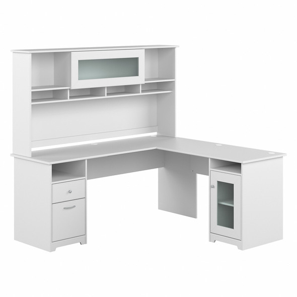 Bush Furniture Cabot Collection 72W L Shaped Computer Desk with Hutch White - CAB073WHN