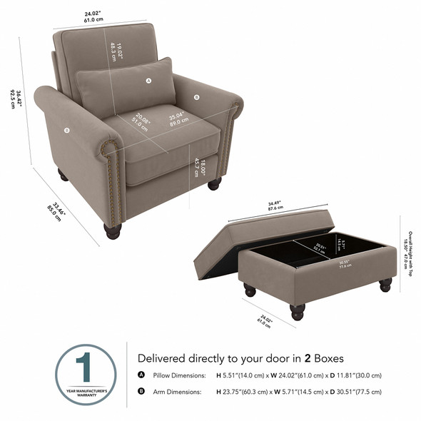 Bush Furniture  Accent Chair with Ottoman - CVN010TNM