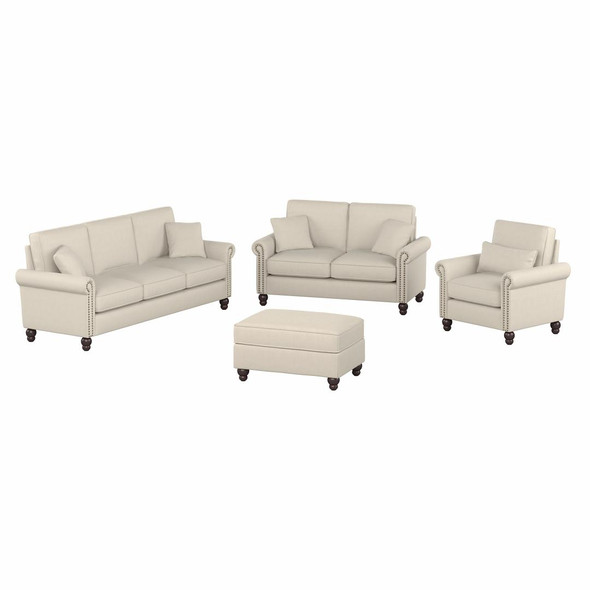 Bush Furniture  85W Sofa with 61W Loveseat, Accent Chair and Ottoman - CVN020BGH