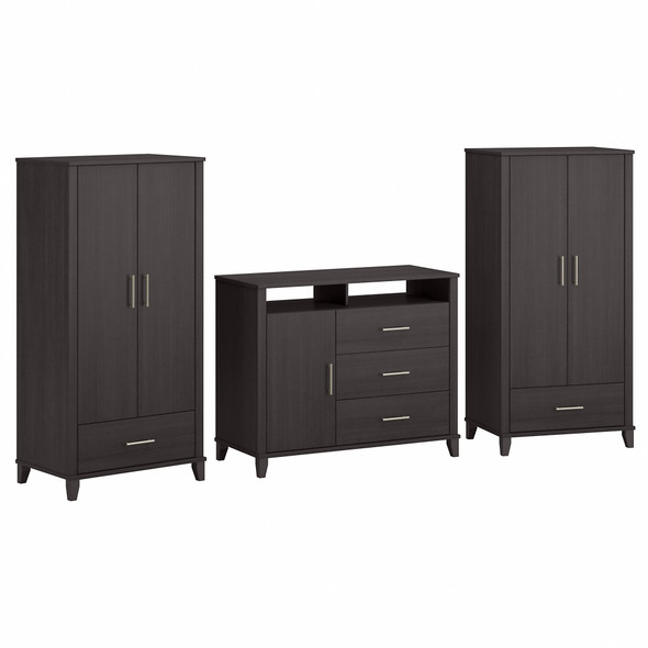 Bush Furniture Somerset Armoire Cabinets and Media Chest Storm Gray - SET038SG