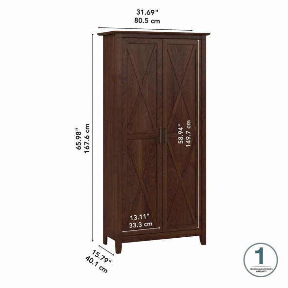 Bush Furniture Key West Tall Storage Cabinet In Bing Cherry - KWS266BC-03