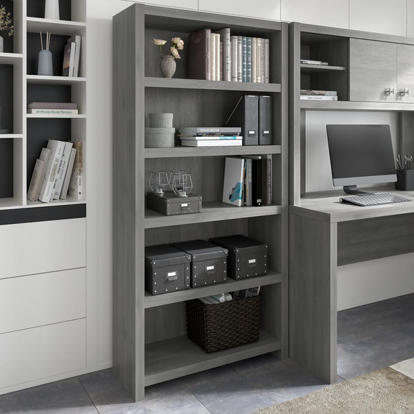 Bush Business Furniture Echo by Kathy Ireland 30W 5 Shelf Bookcase Modern Gray - KI60404-03