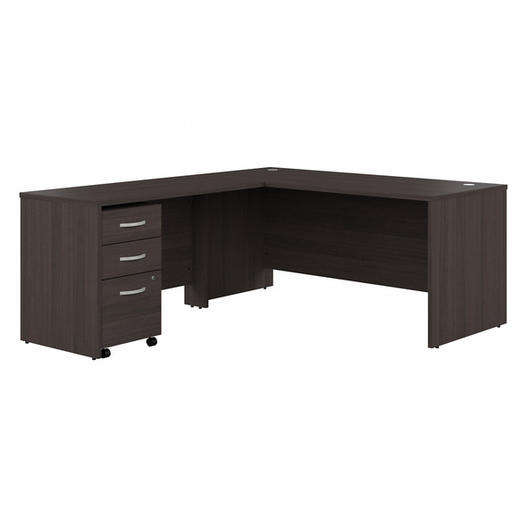 Bush Business Furniture Studio C 66W x 30D L-Shaped Desk with 3 Drawer Mobile File Cabinet In Storm Gray - STC066SGSU