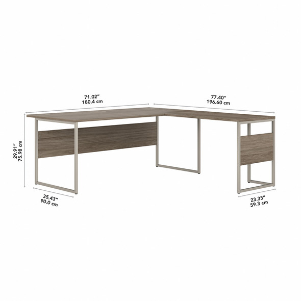 Bush Business Furniture Hybrid 72W x 36D L Shaped Table Desk In Modern Hickory - HYB025MH