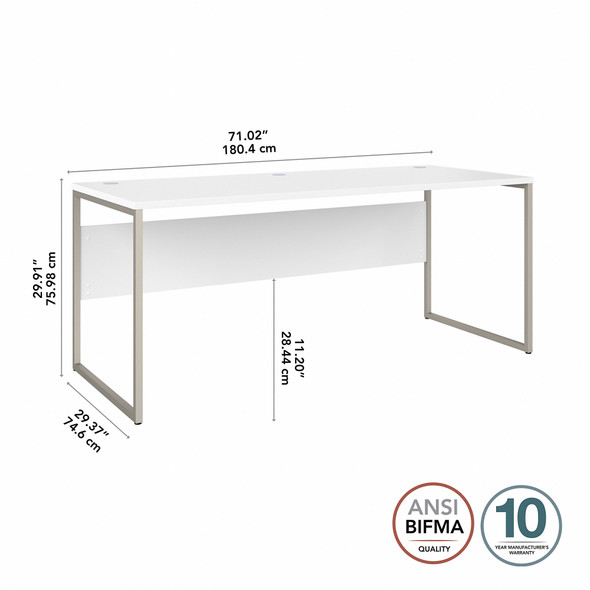 Bush Furniture Hybrid 72W x 30D Computer Table Desk In White - HYD373WH