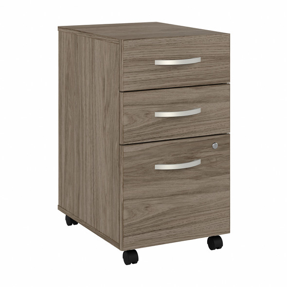 Bush Business Furniture Hybrid 3 Drawer Mobile File Cabinet In Modern Hickory - Assembled - HYF216MHSU-Z